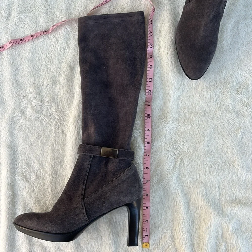 EUC Aquatalia Gray Over the Knee Boots‎ Suede Finish Size 5 Women Leather Heeled